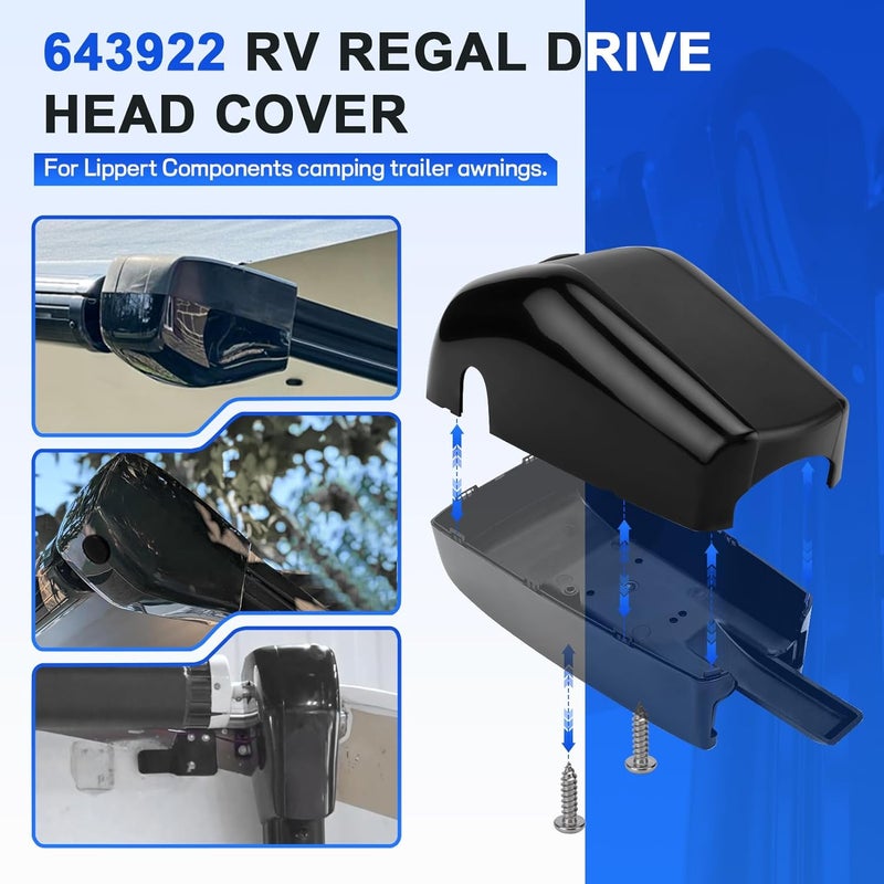 Xastro Right RV Awning Motor Cover Replacement for Solera 643922, RV Regal Drive Head Cover, RV Awning Head Cover End Cap, Camper Trailer Awning Motor Cap for Lippert Components, Black - Image 5